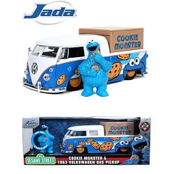 Jada Toys Sesame Street Cookie Monster & 1962 Volkswagen Bus