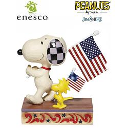 Peanuts by Jim Shore Snoopy and Woodstock with Flags Statue