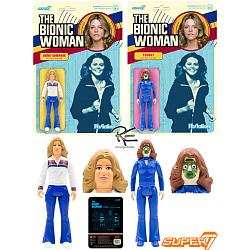 Super 7 The Bionic Woman Jamie Sommers and Fembot ReAction 3.75 Inch Action Figure Set of 2