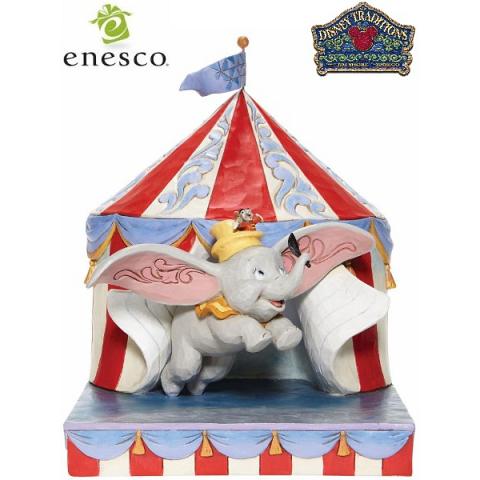 Disney Traditions Dumbo Flying out of Tent Scene Over the Big Top Statue