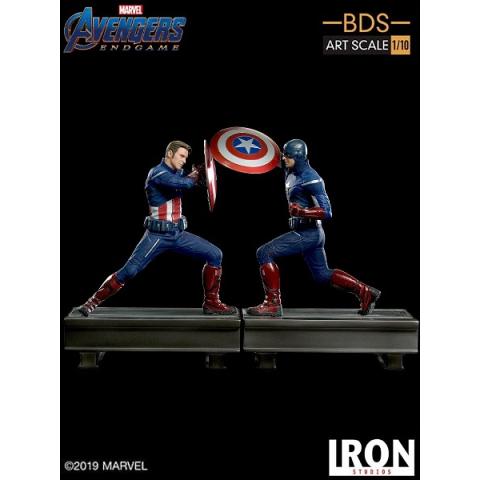 Iron Studios Marvel Avengers Endgame Captain America 2012 vs Captain America 2023 Art Scale Statue Set
