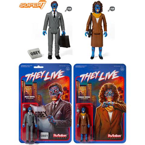 Super 7 They Live Male and Female Ghoul ReAction 3.75 Inch Action Figure Set of 2 - Male is Punched Card